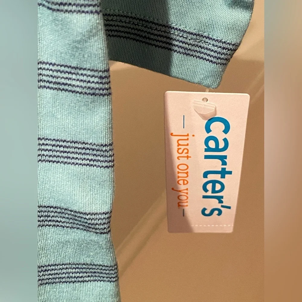 Carter's Blue Striped 'Little Brother' One Piece 2 Way Zipper  New 9 months